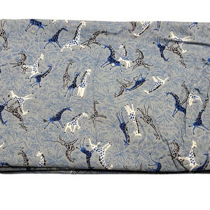 Safari Giraffe Fabric On Blue Background 44" Wide x‎ 33" Long